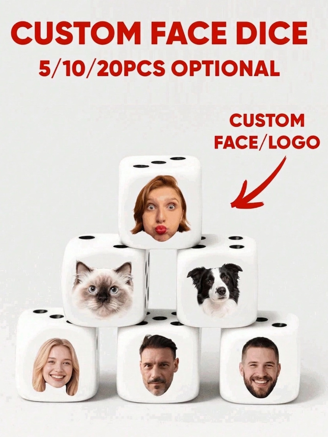 Party Games Engagement - Custom Face Dice Personalized Face Dice